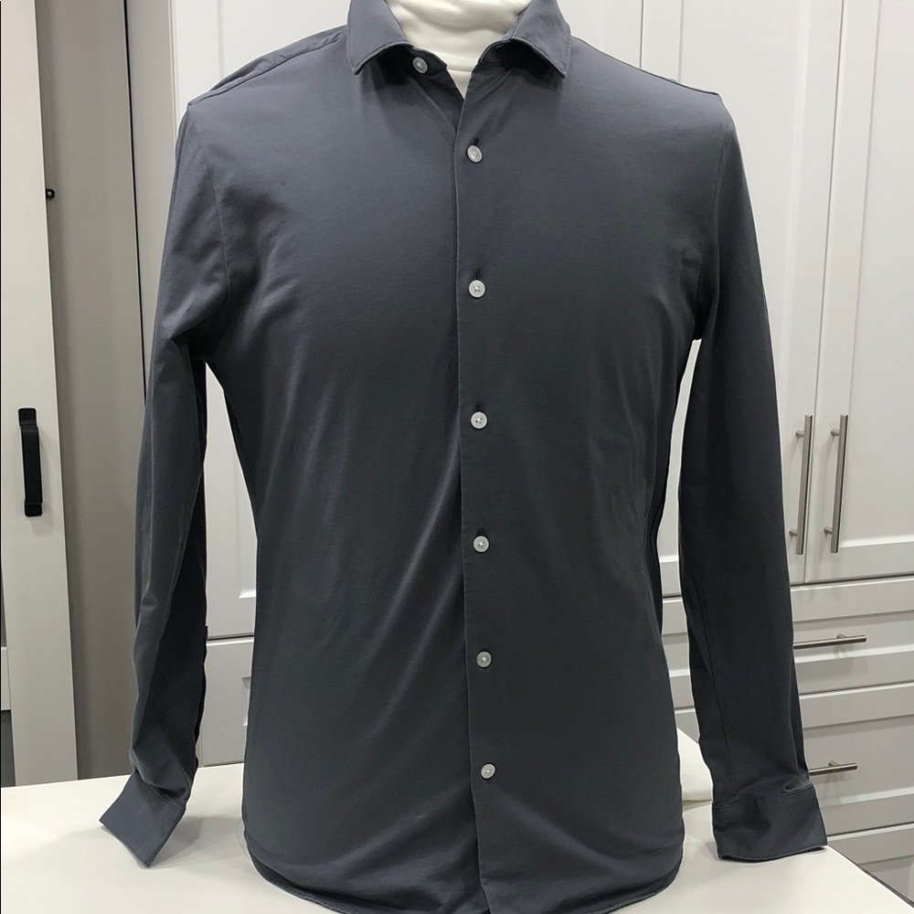 Louis Philippe Gray Slim Fit 100% Cotton Dress Shirt – Neck 16.5” (42 cm)